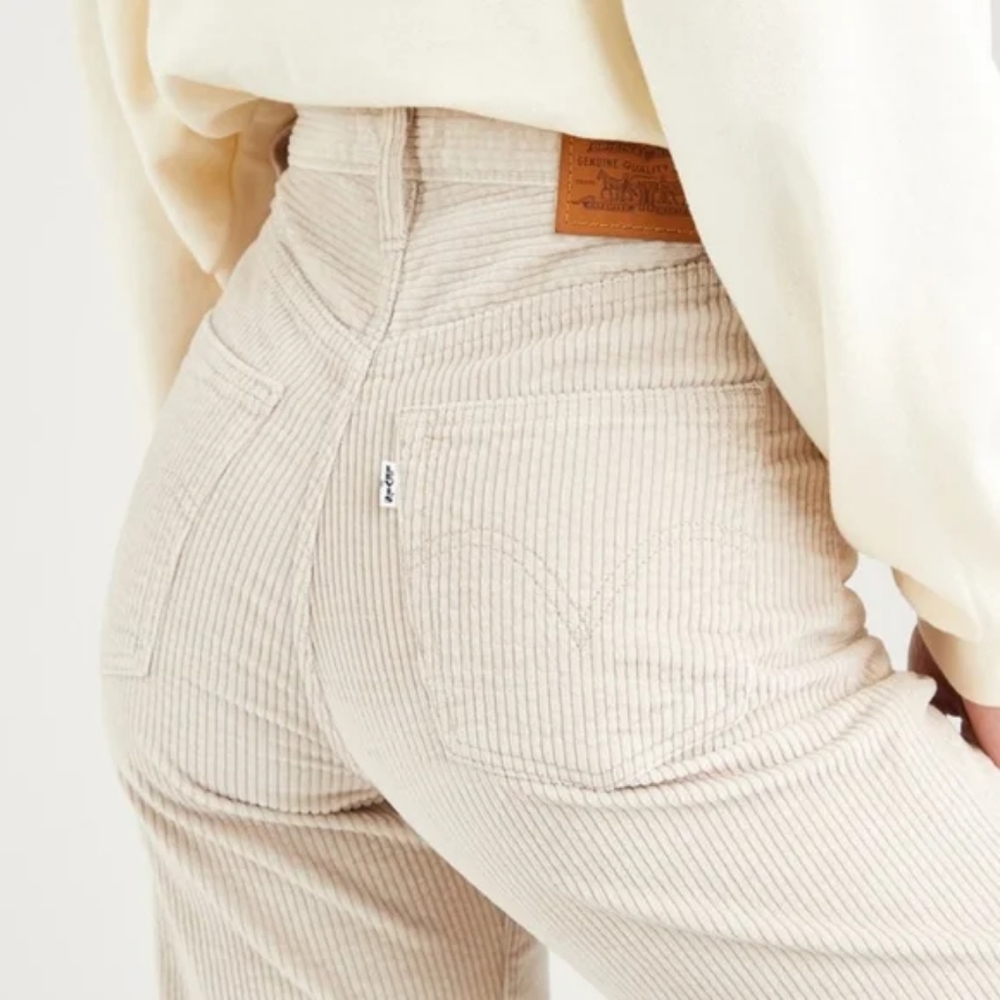Levi's Ribcage Corduroy Pants Cement Pebble - Picture 1 of 13